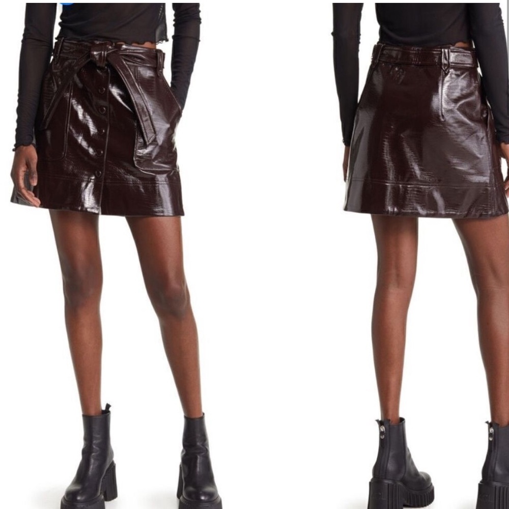 NWT Topshop faux leather belted mini skirt